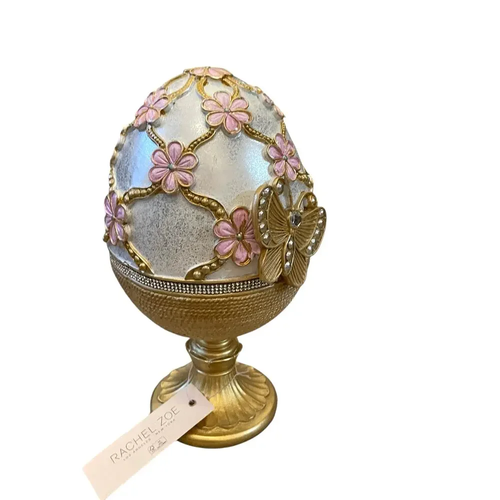 Rachel Zoe Easter Jeweled Rhinestone Embellished 3D Butterfly Pedestal Egg New